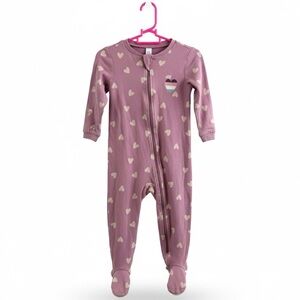 Pekkle | Purple and White Heart Print Baby Girl’s Onesie Footie
